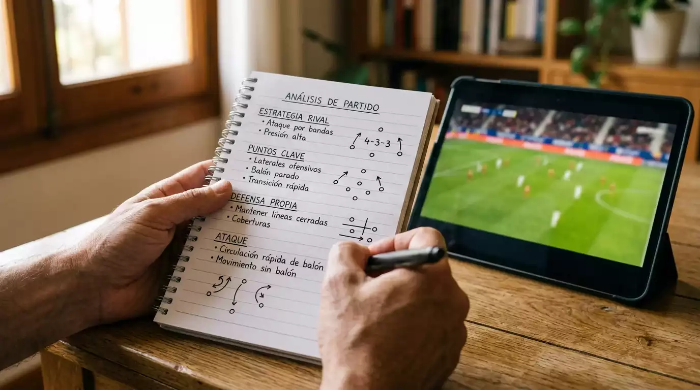 Persona analizando estadísticas de fútbol japonés en una libreta con gráficos y anotaciones